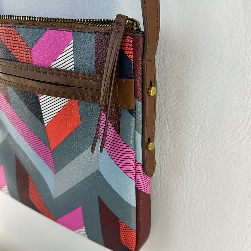 Fossil Colorful Chevron Pattern Crossbody Bag - image 5